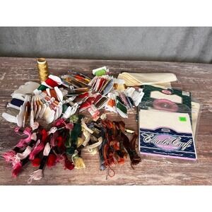 Cross Stitch Thread Lot Charles Craft Fabric Gold Metallic Yarn Skeins Floss
